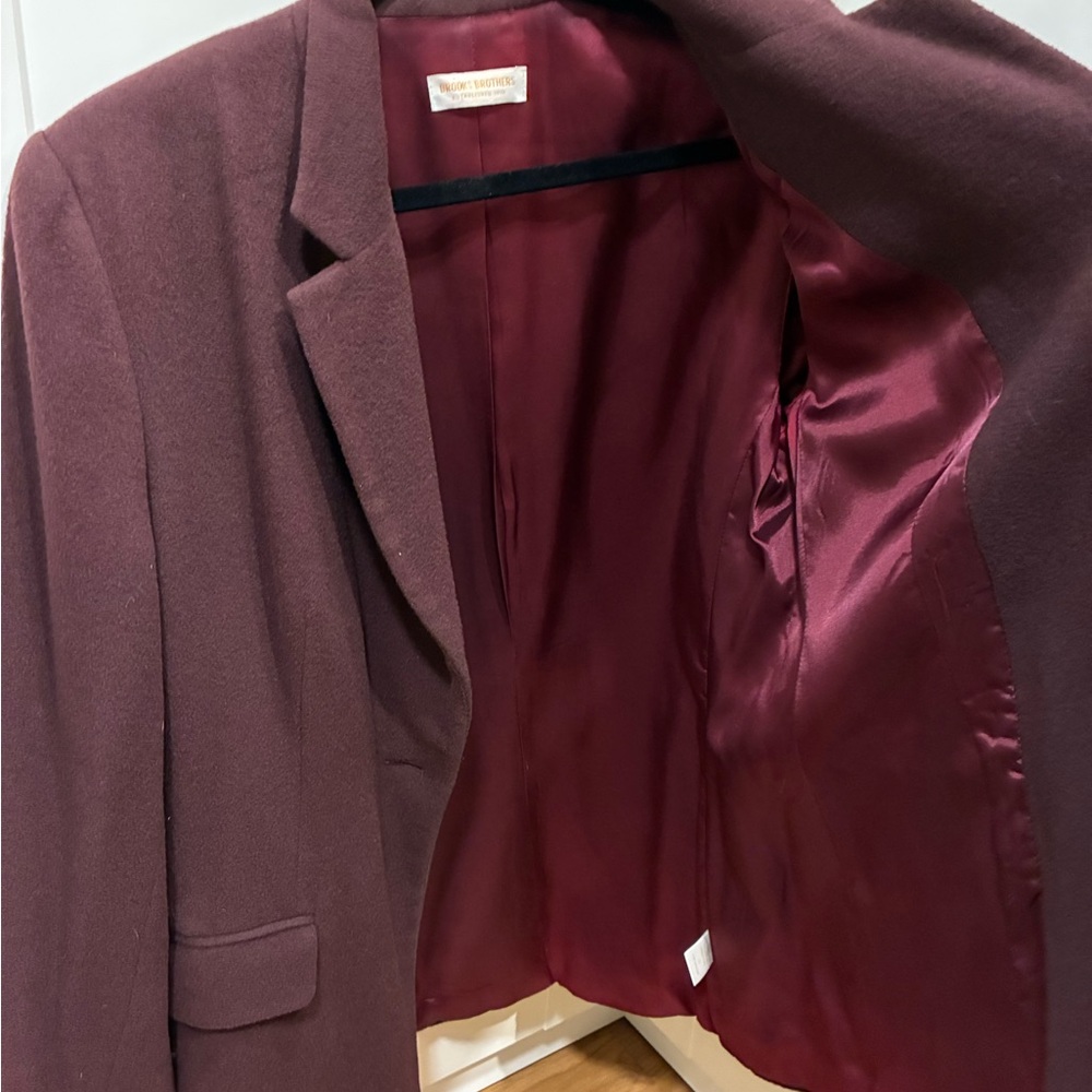80’s Vintage Brooks Brothers Burgundy Coat 100% Camel Hair - Picture 2 of 15
